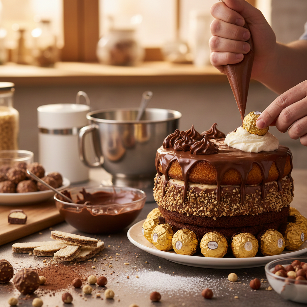 Preparando o Bolo Ferrero Rochet